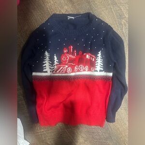 Janie and Jack Navy and Red Train Sweater 3T